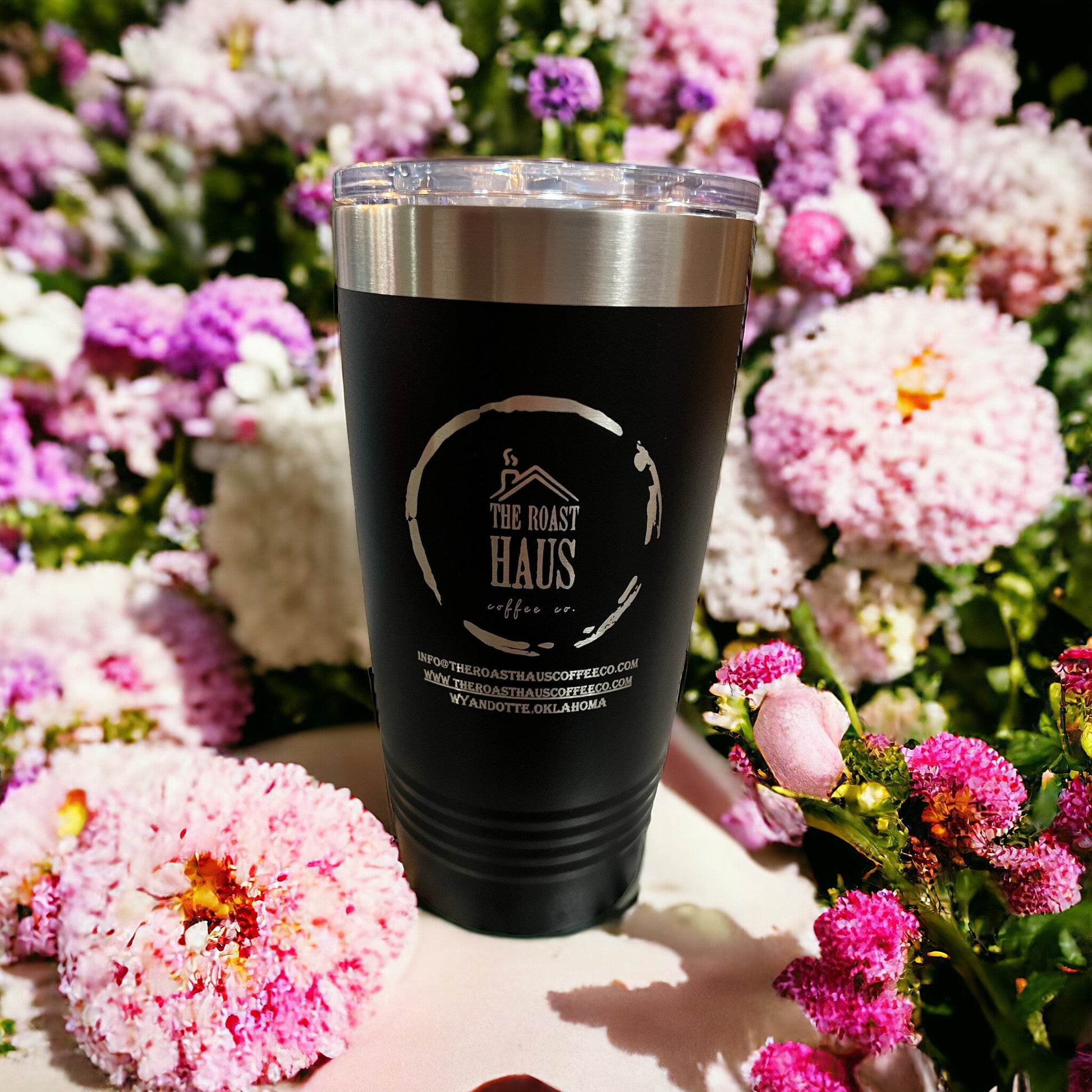 20oz stainless steel tumbler with slide lids - The Roast Haus Coffee Co.