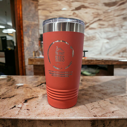 20oz stainless steel tumbler with slide lids - The Roast Haus Coffee Co.